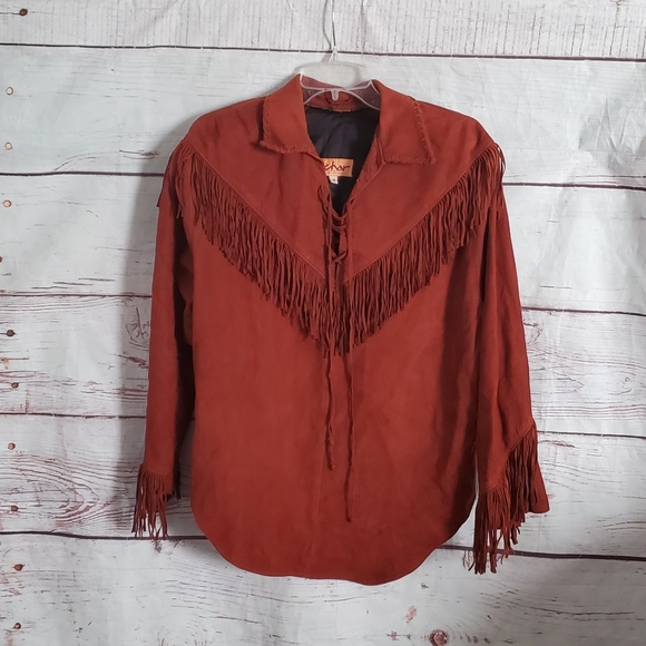 char Other - Char Santa Fe Suede Fringe Boho Western Shirt Sz S